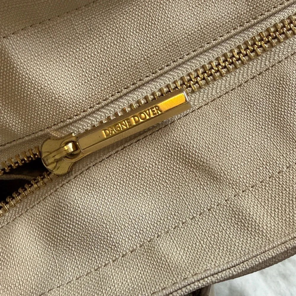 Dagne Dover Legend Laptop Tote in Vegan Leather (Bone with Gold Zipper) - Picture 3 of 11